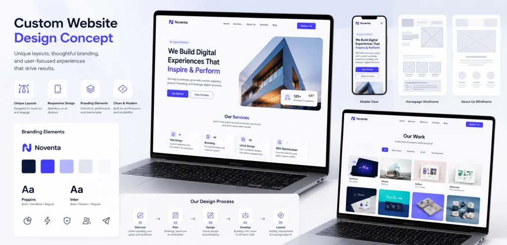 Responsive Website Design Services: Build Fast & Mobile-Friendly Websites 2 bespoke custom website design services with branding and ui ux