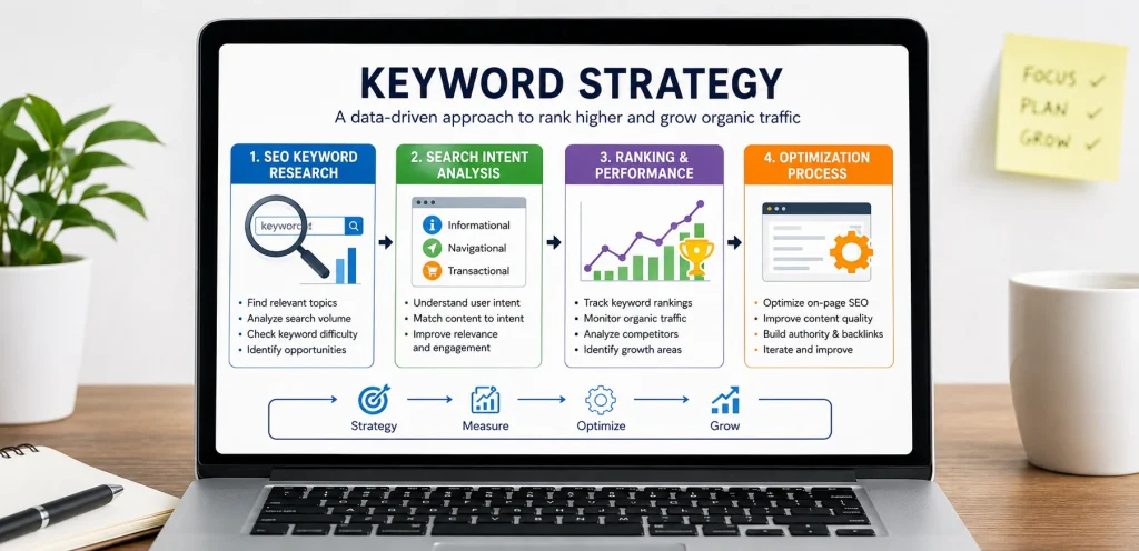 SEO Services Guide: What SEO Services Include & Why They Matter 4 seo keyword strategy with search intent and rankings