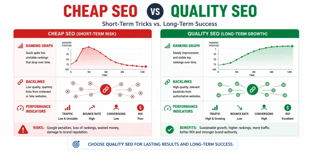 Are SEO Services Worth It? Complete Pricing & ROI Guide for Businesses 3 heap seo vs quality seo comparison with rankings and backlinks