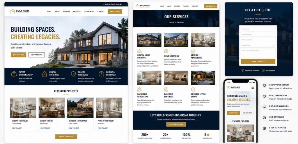 Industry Specific Website Design Services: Custom Websites for Every Business 4 construction and home builder website design services with project galleries