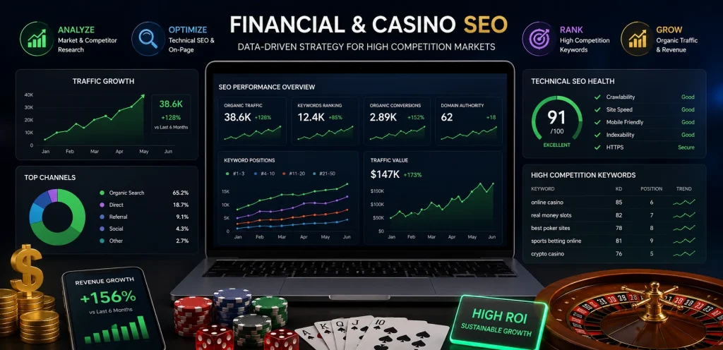 Industry SEO Services: SEO Solutions for Every Business Niche 5 financial seo services with analytics and ranking strategy