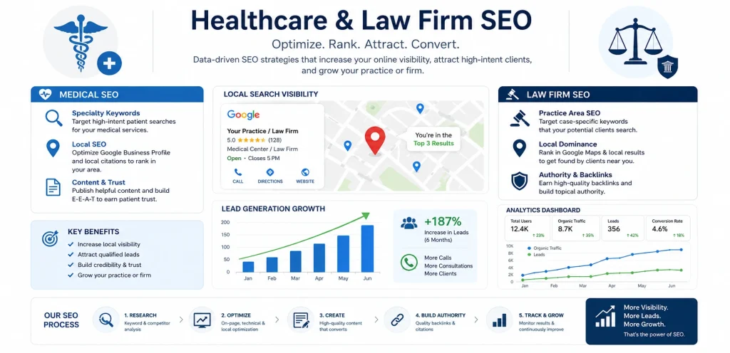 Industry SEO Services: SEO Solutions for Every Business Niche 3 healthcare and law firm seo services with local visibility