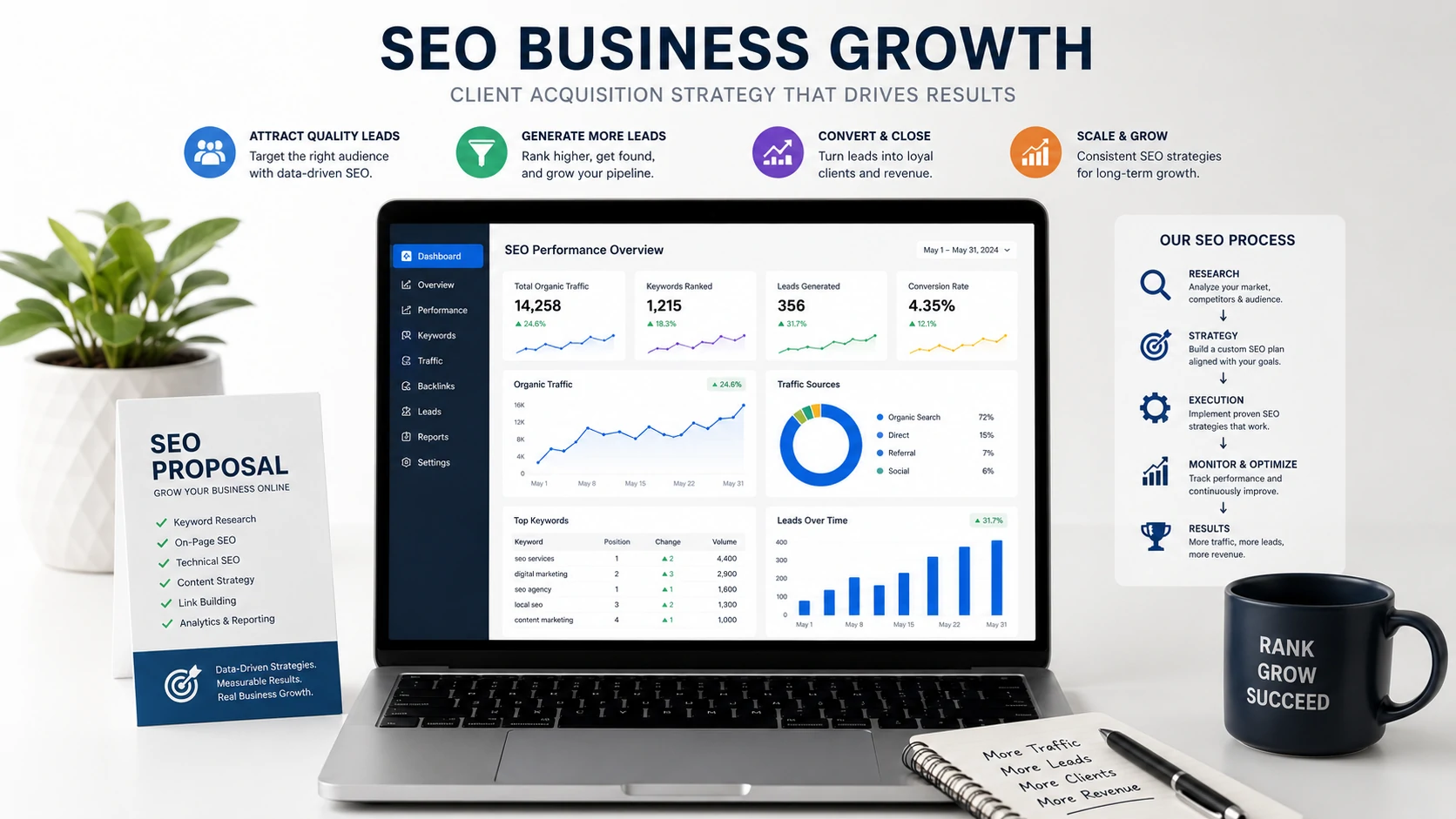 how to get clients for seo services with analytics and lead generation