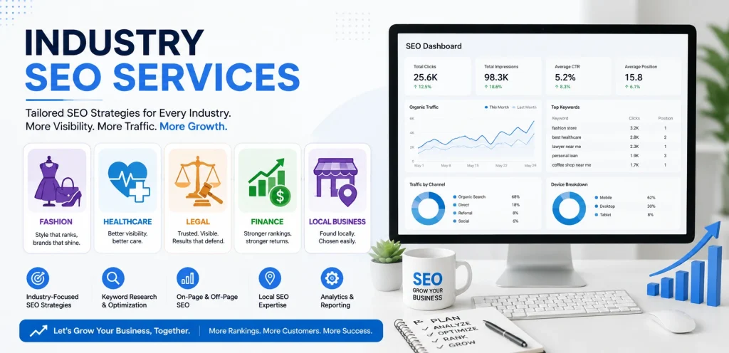 Industry SEO Services: SEO Solutions for Every Business Niche 1 industry seo services for healthcare legal finance and fashion businesses