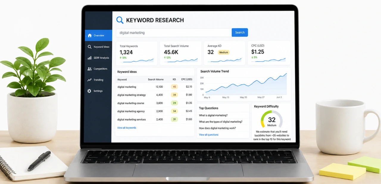 keyword research seo services with analytics and search data
