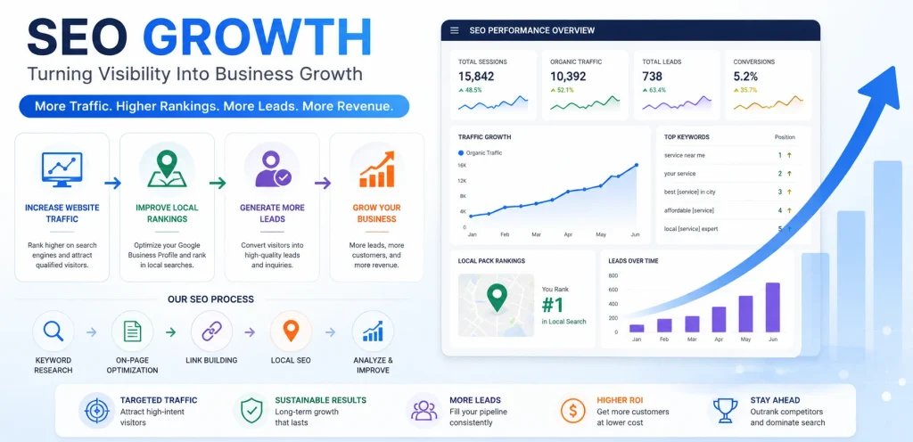 SEO Services Guide: What SEO Services Include & Why They Matter 5 seo strategy for service businesses with leads and traffic growth