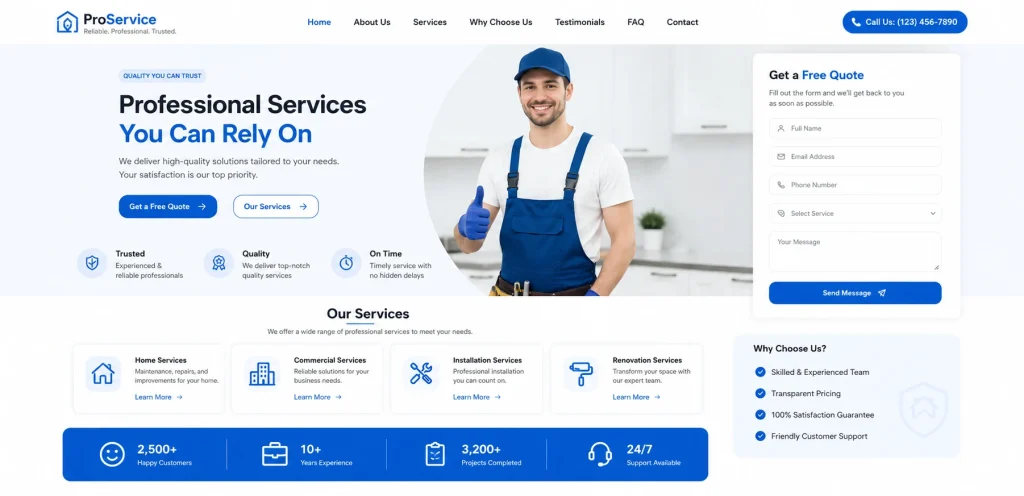 Small Business Website Design Services: Build a Website That Grows Your Business 2 website design for service business with modern homepage layout