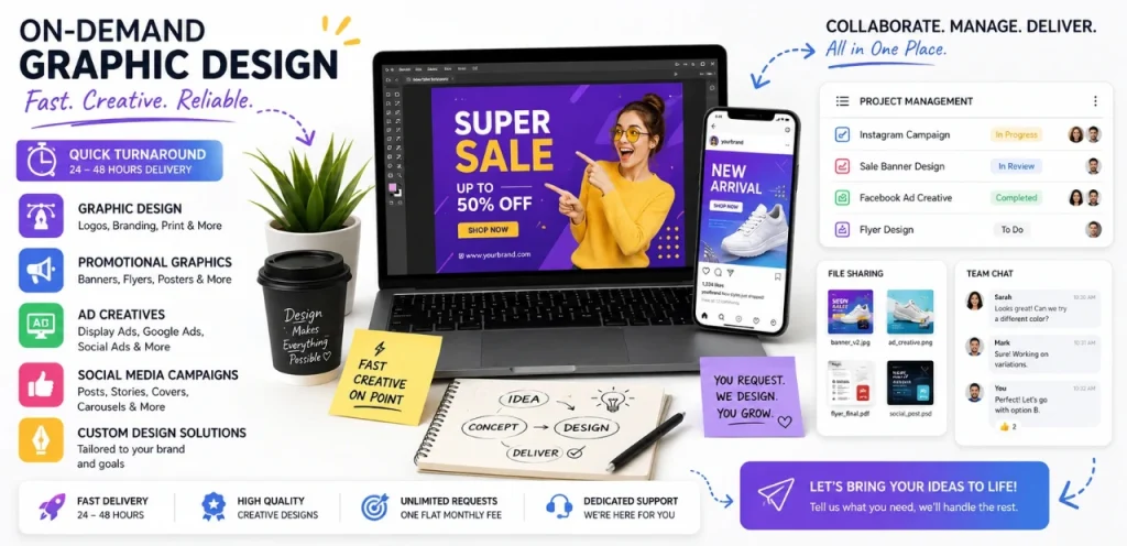Online Graphic Design Services: Flexible Creative Support for Growing Businesses 1 online graphic design services with remote creative collaboration