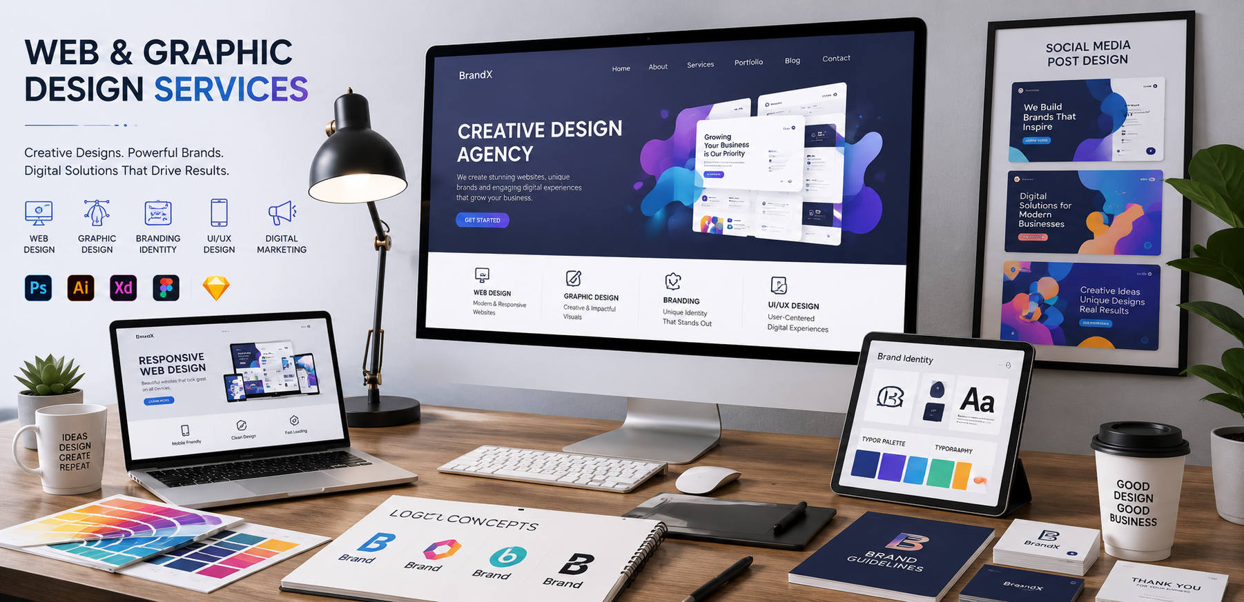 web and graphic design services with branding and responsive website design
