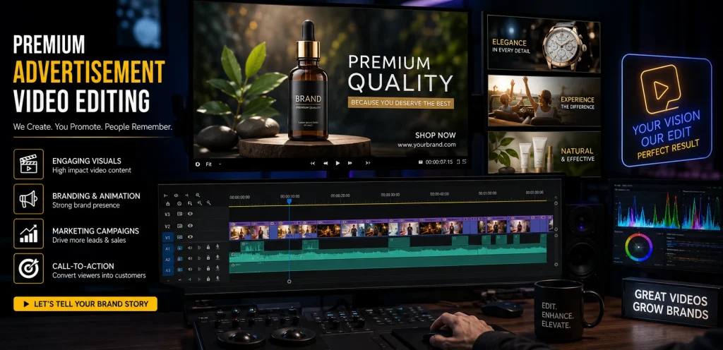 YouTube Video Editing & Advertising Video Services: Create Content That Gets More Views and Conversions 2 advertisement video editing and promotional video editing services