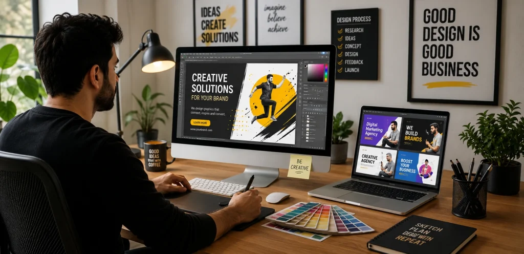 Graphic Design Services: Professional, Creative & Custom Design Solutions 4 online graphic design services for social media websites and marketing