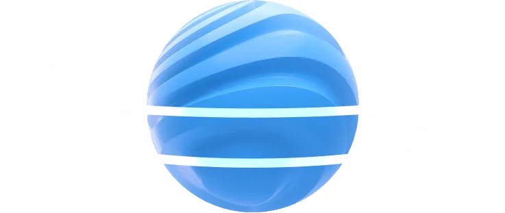 Abstract blue 3D planet sphere with rings