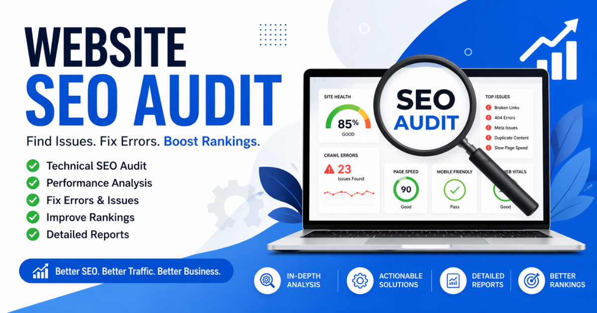 “Website SEO audit to find issues fix errors and improve rankings”