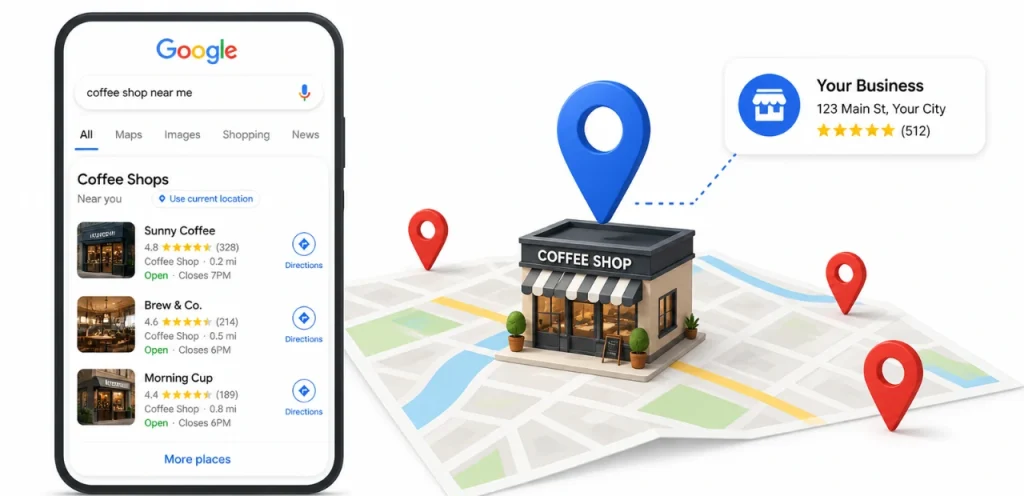SEO Basics: What Are SEO Services & How They Work 3 local seo services with map and business listings