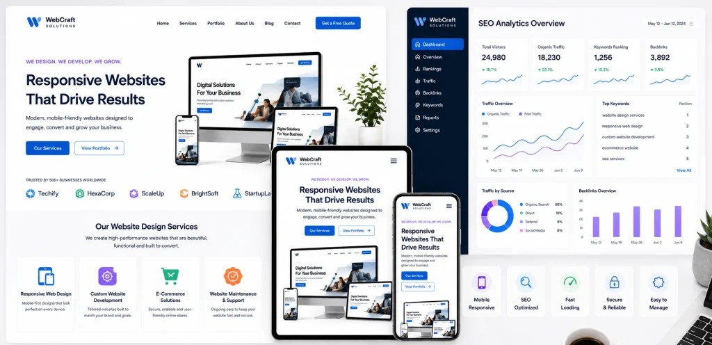 professional services website design with responsive layouts and forms