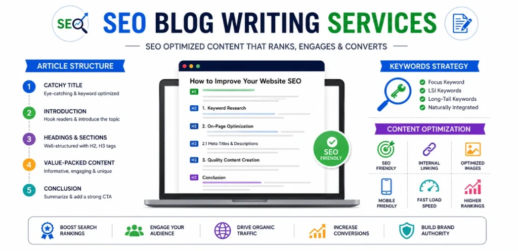 SEO Content Writing Services: Content That Ranks & Converts 1 seo content writing services with blog content and analytics