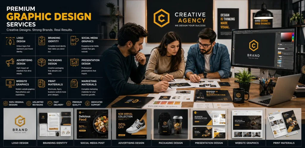Unlimited Graphic Design Services: Flexible Creative Support for Growing Businesses 5 professional graphic design services for branding marketing and businesses