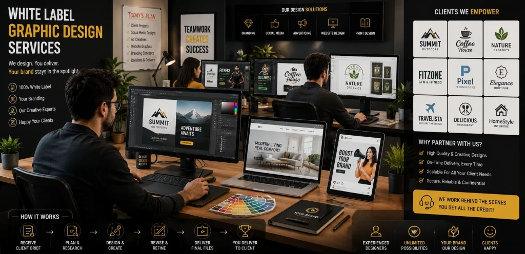 Unlimited Graphic Design Services: Flexible Creative Support for Growing Businesses 4 white label graphic design services for agencies and businesses