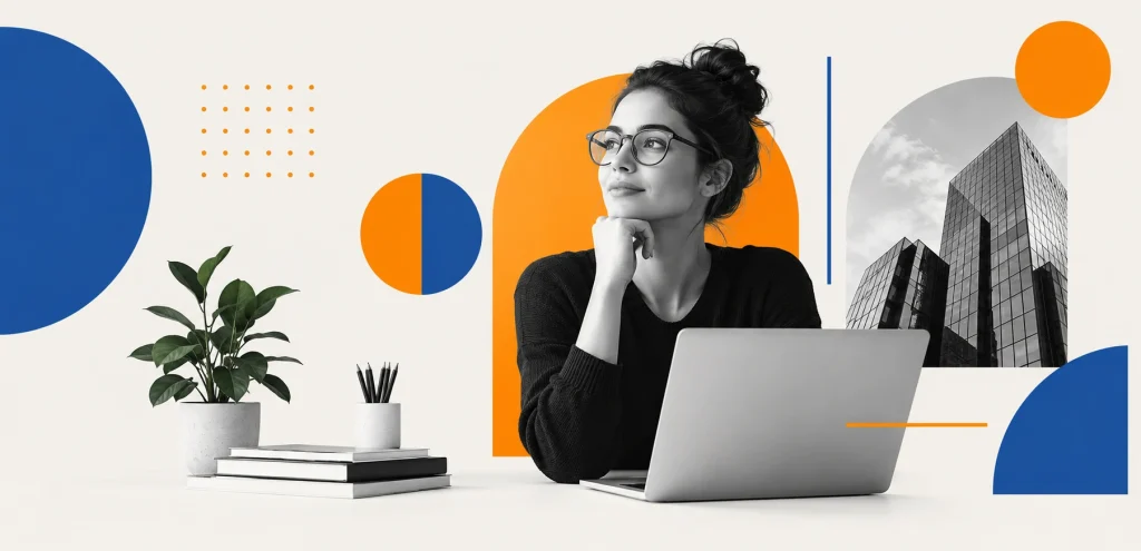 Expressive Graphic Design: Styles, Creative Layouts, and Visual Inspiration 2 Clean graphic design layout with geometric shapes, balanced typography, and complementary blue and orange colors