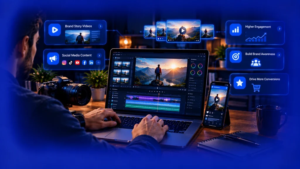 Video content creation for brand storytelling, social media engagement, and business growth.