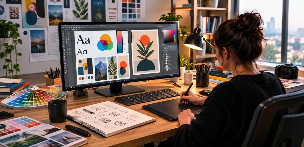 How to Become a Graphic Designer: Career, Skills, and What You Need to Know 2 Beginner learning graphic design skills and design principles