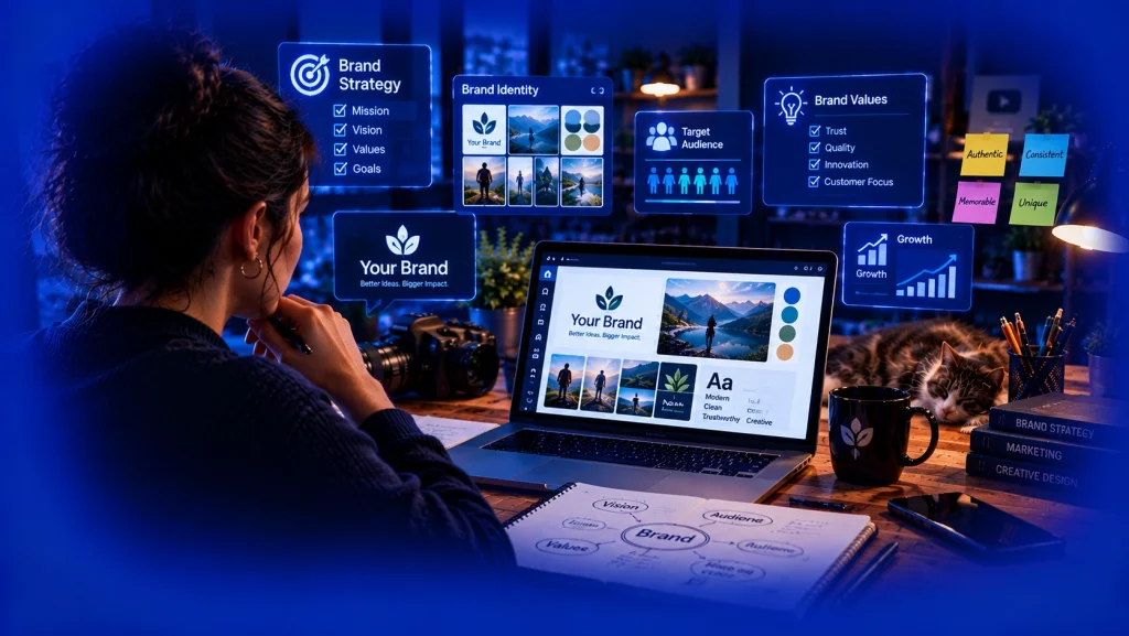 Brand strategy and identity planning for website development.