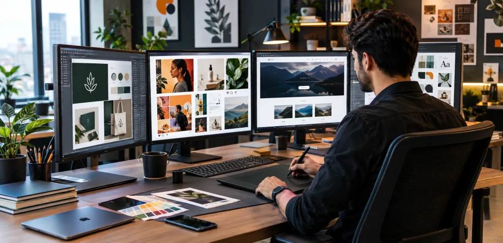 How to Become a Graphic Designer: Career, Skills, and What You Need to Know 1 Professional graphic designer working on branding and digital design projects