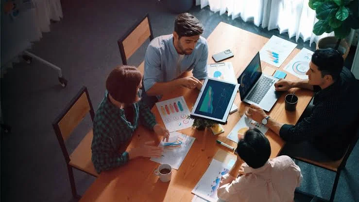 Team planning annual marketing strategy